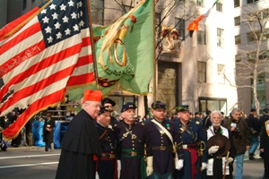 The Battalion Staff and Colors with Cardinal Eagan